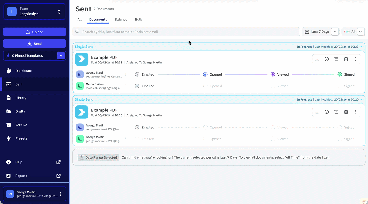 Delete a recipient after sending