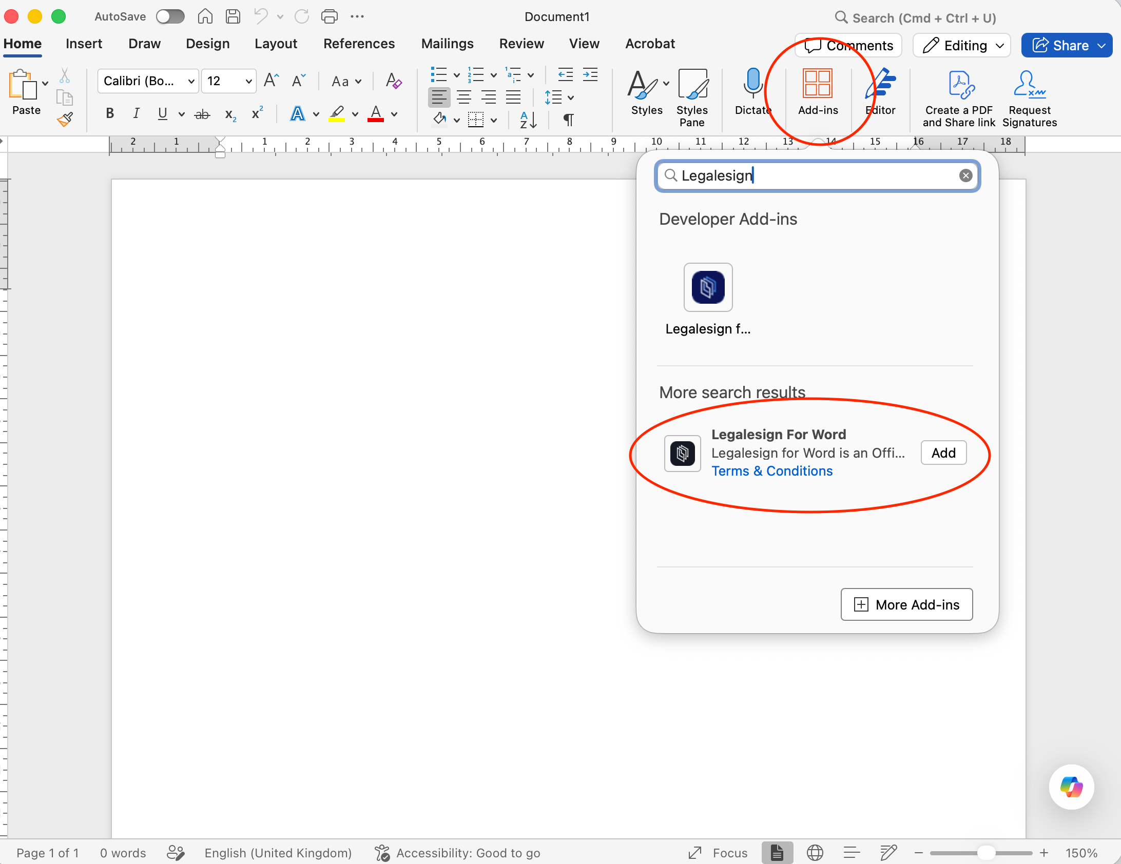 Install Legalesign Microsoft Word Add-In