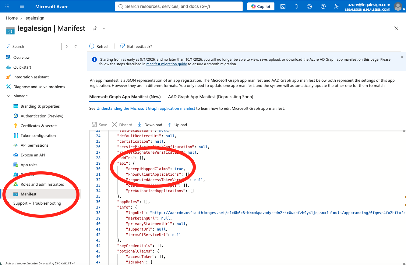 So-airgead tagraidh a’ sealltainn acceptMappedClaims air a shuidheachadh gu true